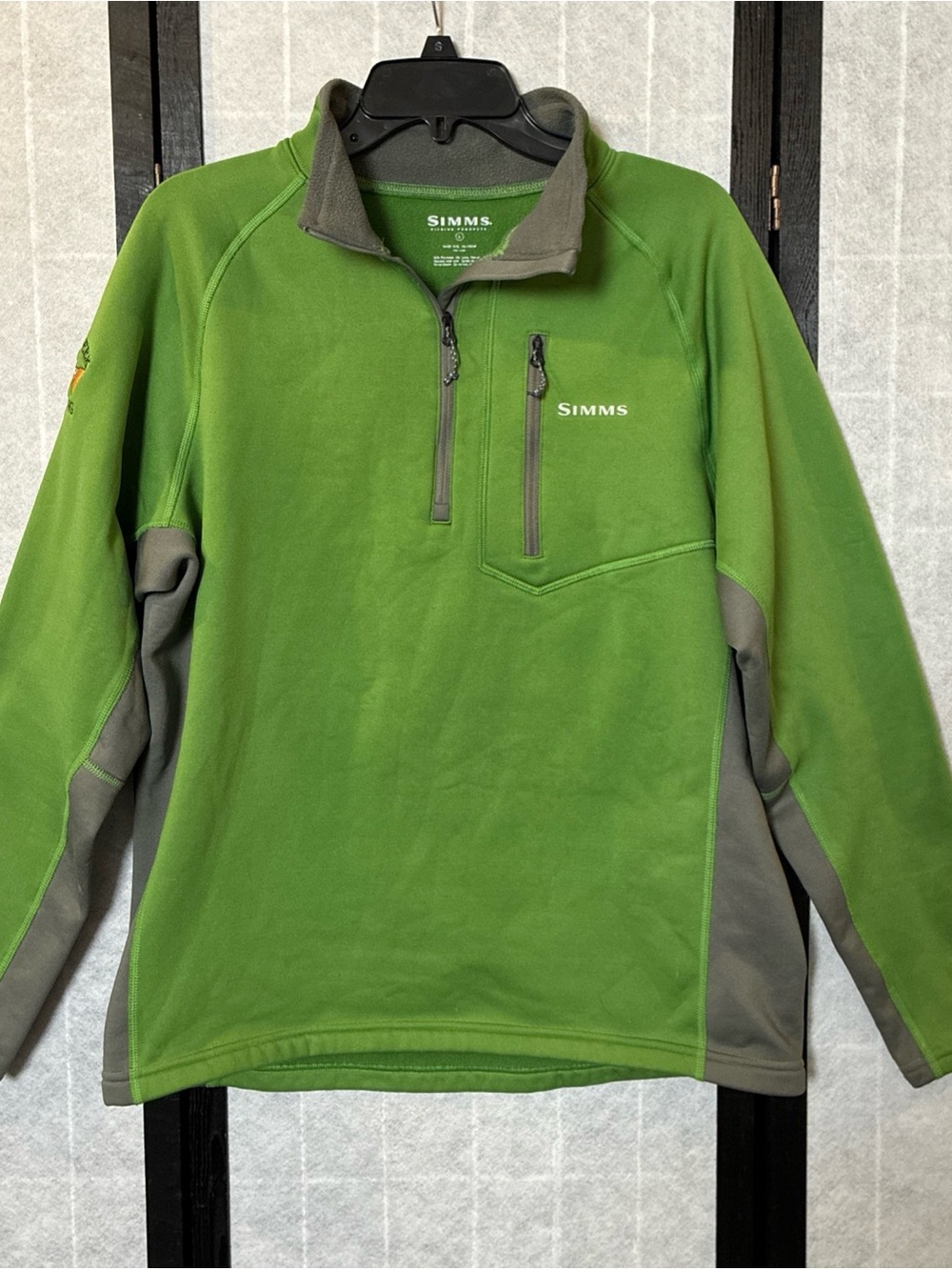 Simms Men's Green Quarter-Zip Fleece Pullover Mossy Creek Fly Fishing